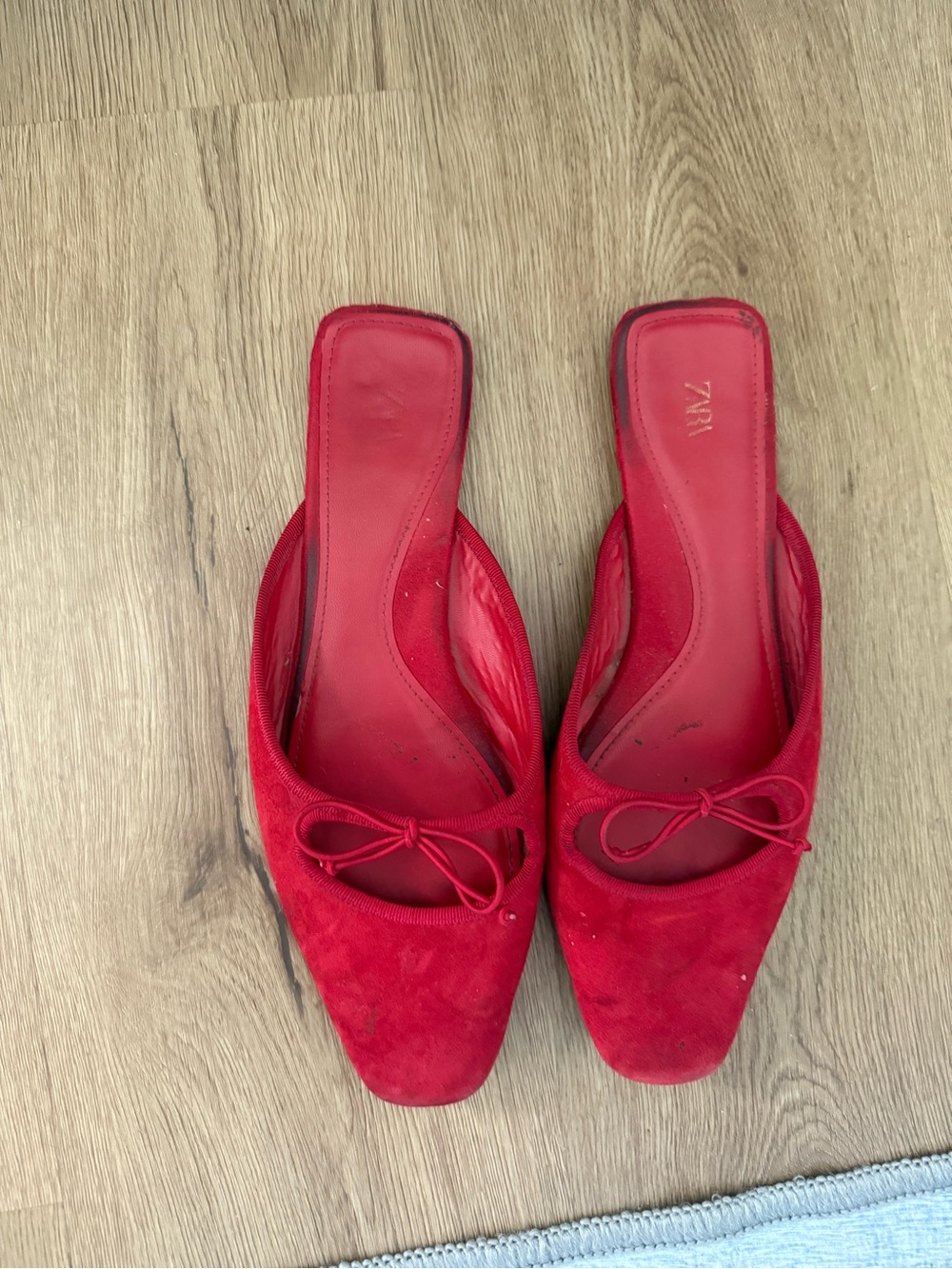 Zara red Suede Slip-On Mules - Women